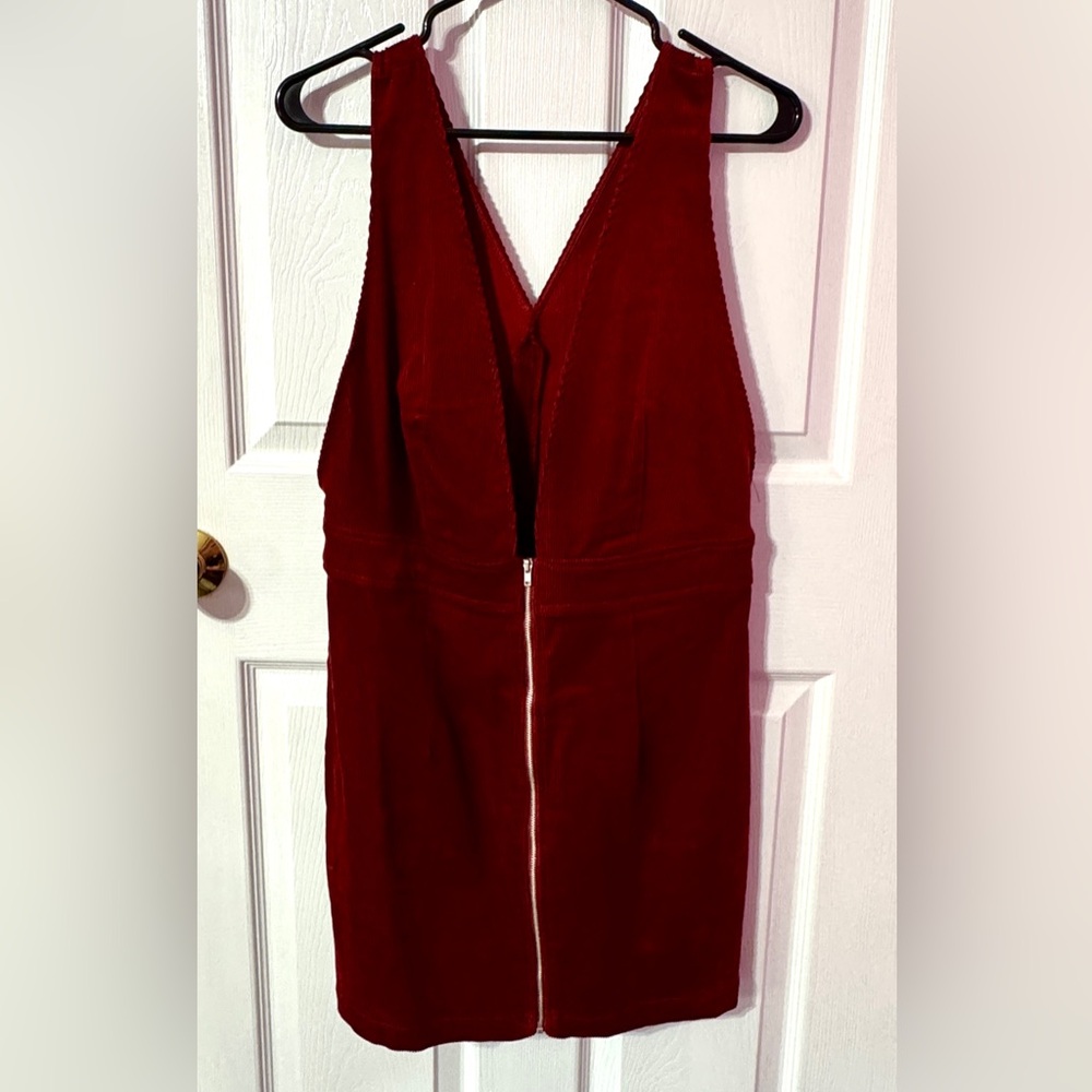H&M Burgundy Corduroy Dress with Zipper